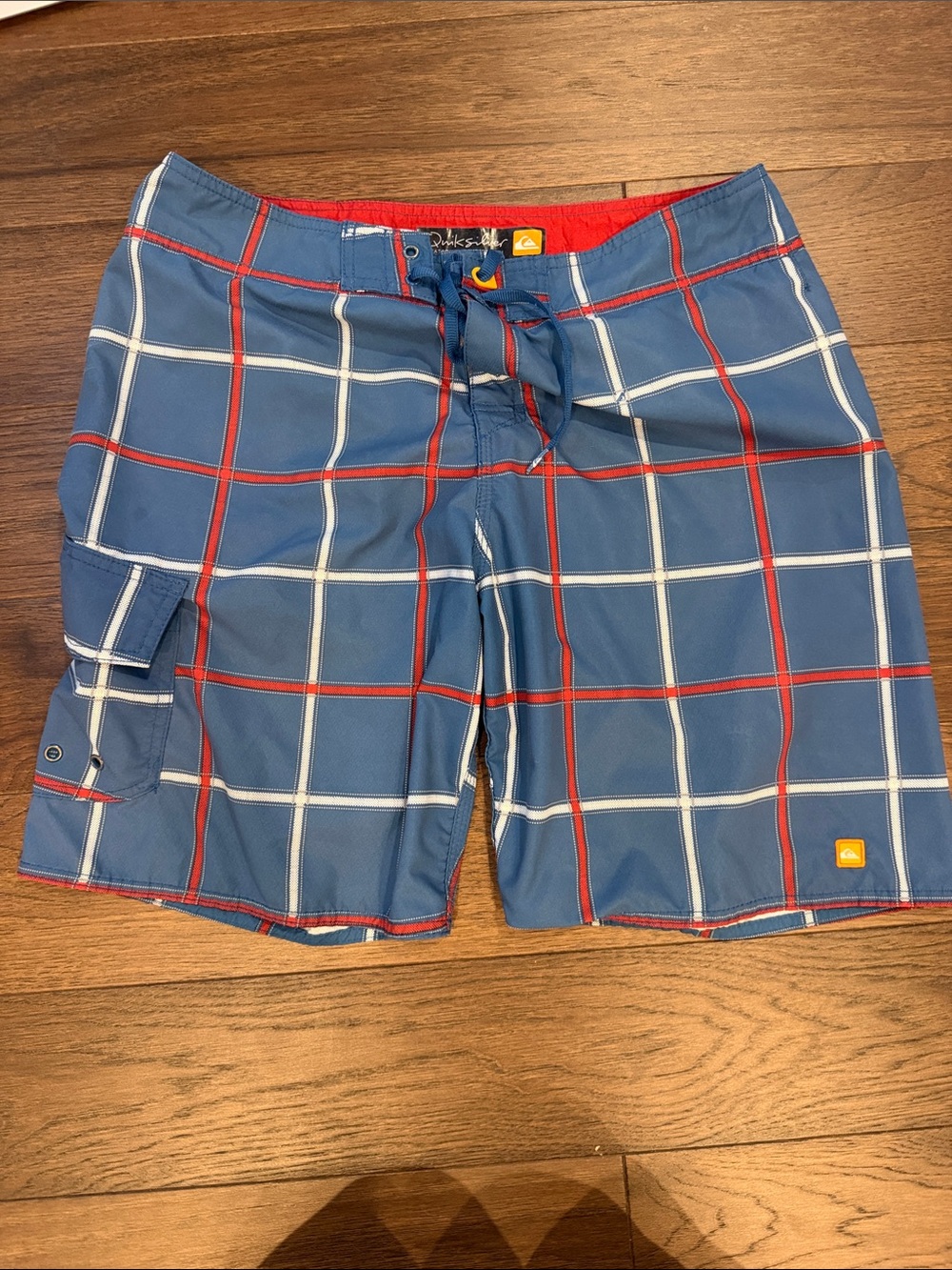 Quiksilver Waterman Collection Blue Plaid Swim Trunks Size Large (?)
